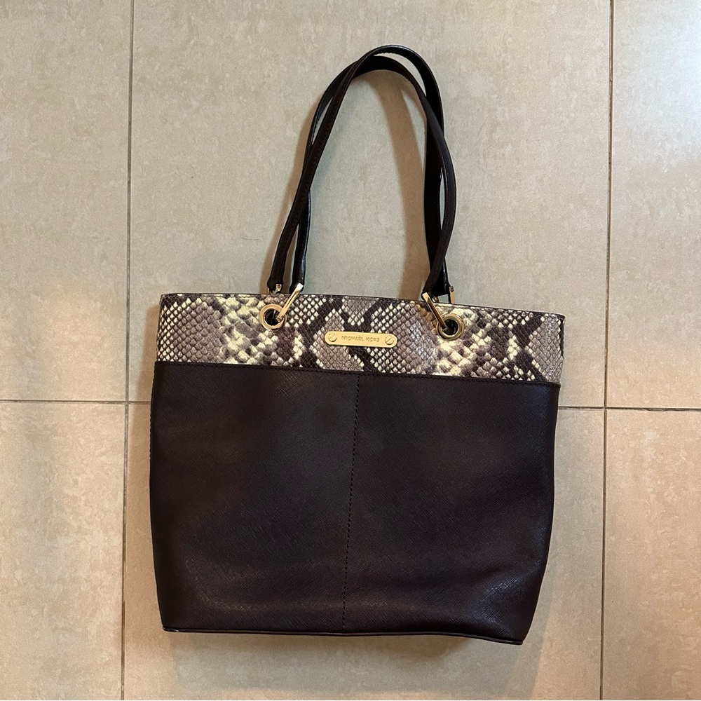 Michael Kors Shoulder Bag (Dark Brown) with Crocodile Pattern